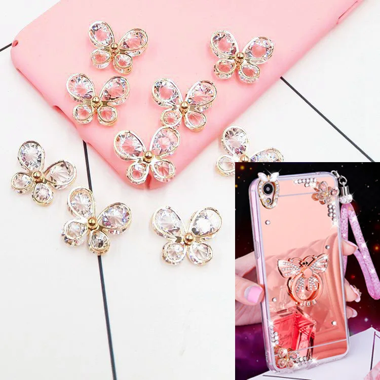 Big Sale 3pcs Alloy Crystal bee Stickers for Phones Decoration Cell