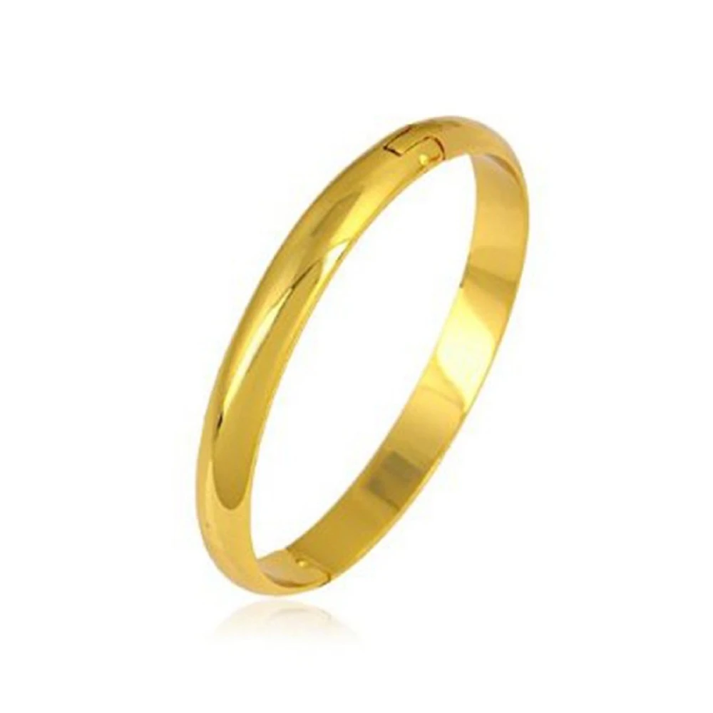 Желтый Женская Золотая браслет простой Гладкий открывающийся браслет(dia.60mmx10mm