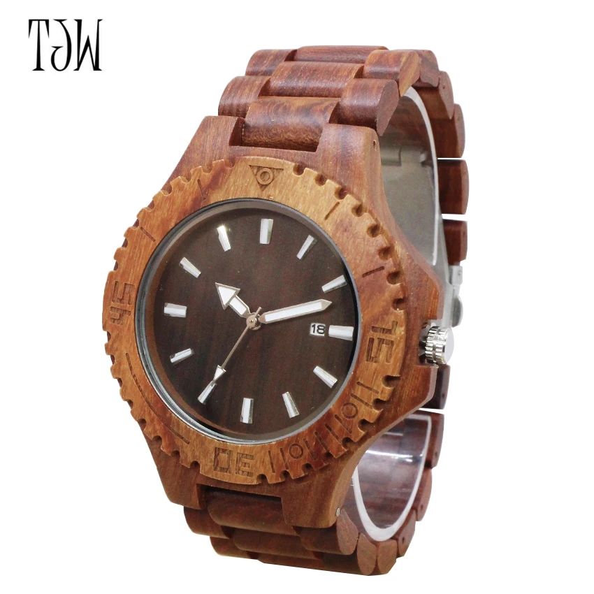 

TJW 2018 Men Quartz Watch Handmade Colorful wood Fashionable Water Resistant Male Analog Wrist