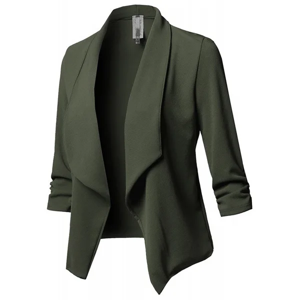 High quality fashion blazer women's outerwear slim long sleeves pleated solid color wild small suit jacket 5XL