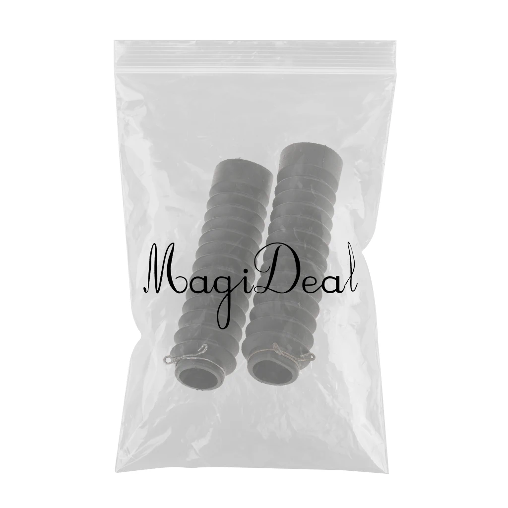 Pair Motorcycle Front Fork Soft Rubber Boots Dust Cover 210x45x30mm - Black Strong Toughness Rubber
