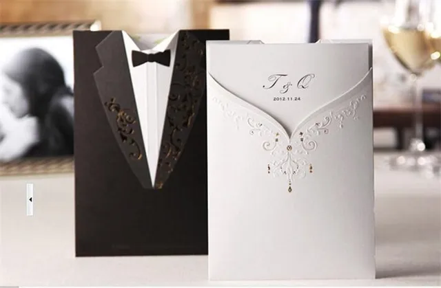 novia y novio vestido de boda invitaciones tarjetas de impresión