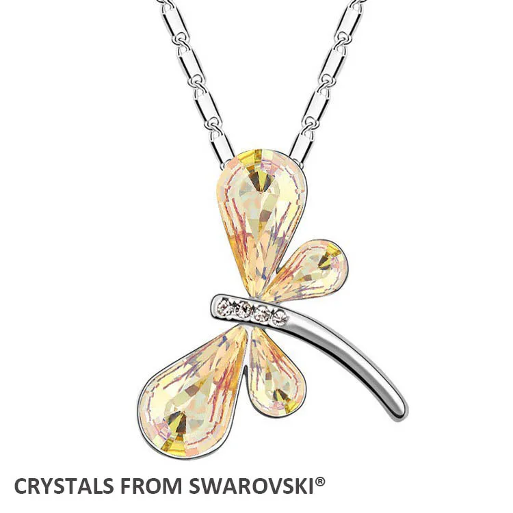 Горячая Распродажа, Очаровательное ожерелье со стрекозой и кристаллами от Swarovski подходит для бижутерия в подарок на Рождество - Окраска металла: Crystal LUMG