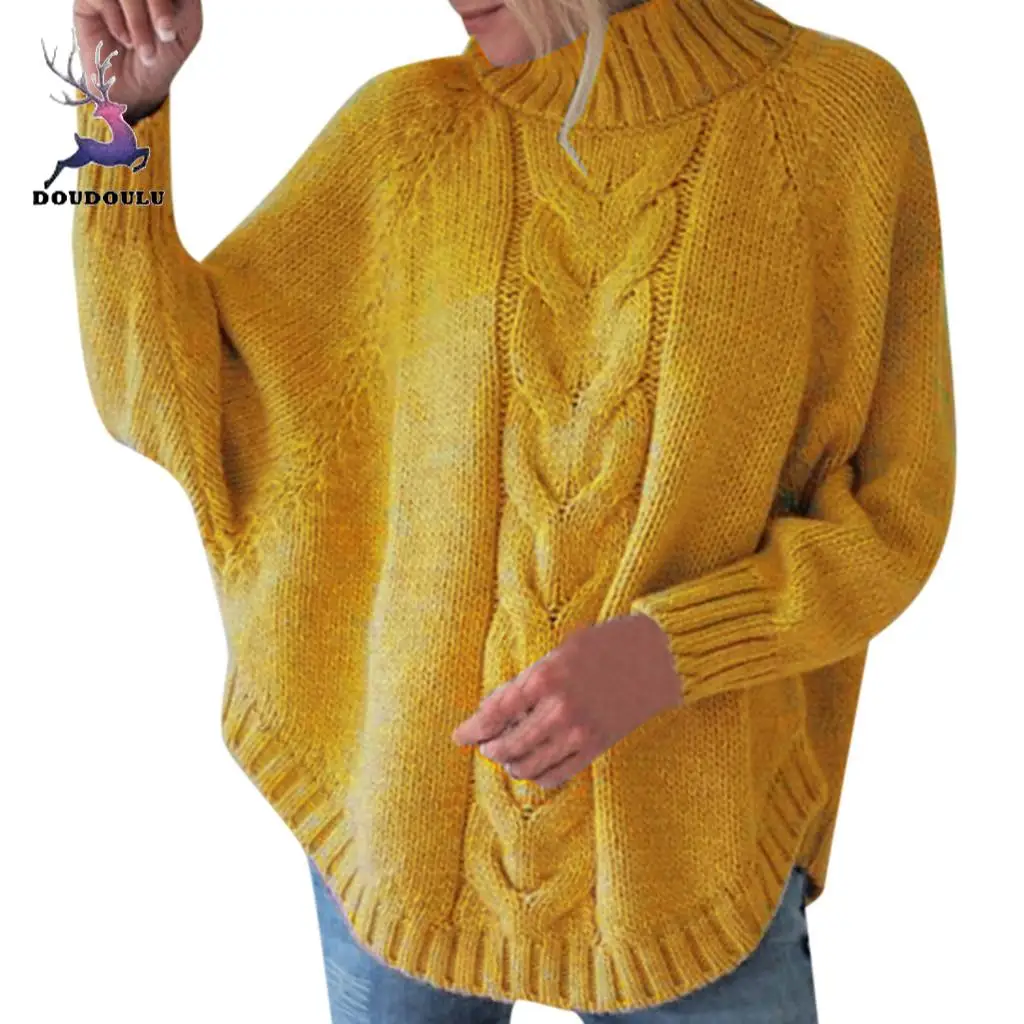 

DOUDOULU Women Solid Sweater Long Sleeve O-Neck Batwing Sleeve knitting Sweater Tops womens tops plus size 2019 #EW