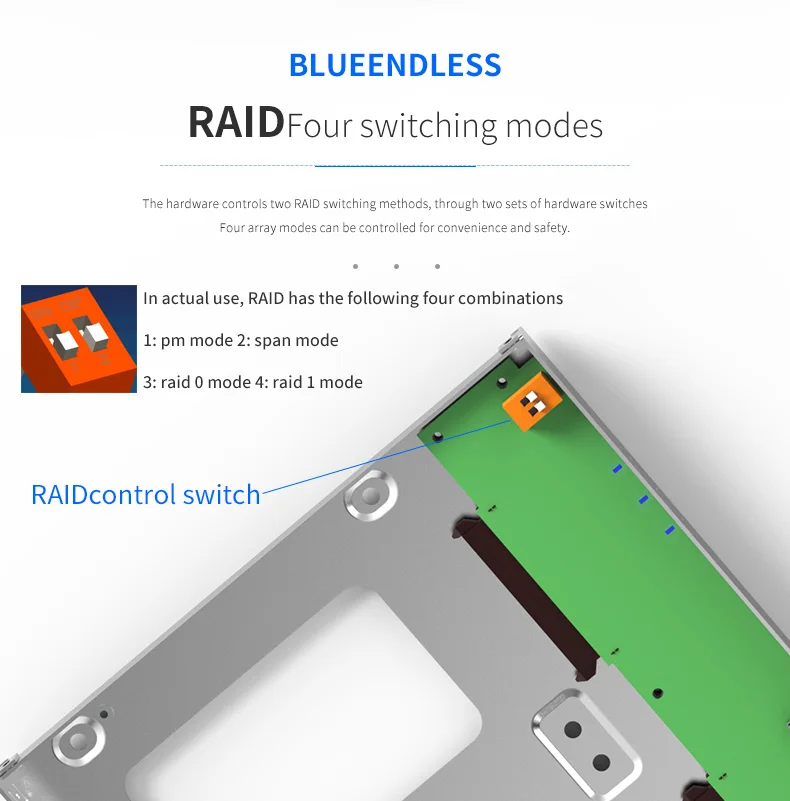 ssd hard drive enclosure Blueendless Dual HaId Disk RAID Array USB3.0/USB3.1 Dual Bay dock HHD Enclosure RAID Auto Data Backup 3.5'' HHD Array USB3.1 3.5 inch sata external hard disk casing usb 3.0 support