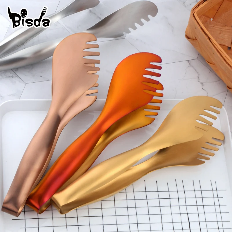 

1 Pcs Stainless Steel Food Tongs Baking Bread Salad Clip Pastry Clamp BBQ Buffet Tongs Kitchen Accessories Cooking Utensil