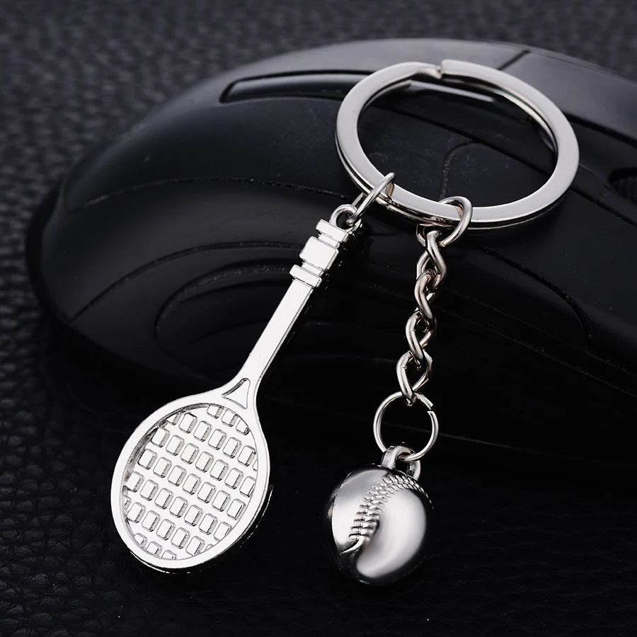

10PCS Chaveiro!Creative Personality Tennis Racket Keychain Sport Keyring Charm Metal Car Keyfobs Key Holder Gift Wholesale J027