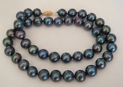 

Free shipping >>@ >816 natural AAA 10-11MM south sea black pearl necklace 18