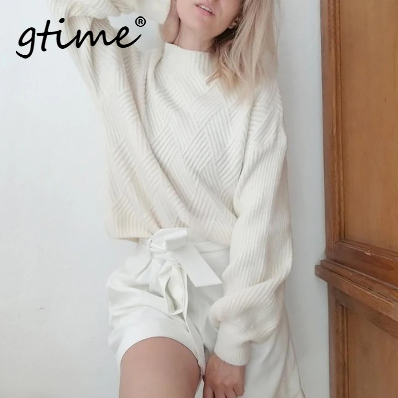 Gtime дропшиппинг негабаритный вязаный кашемировый свитер для женщин с
