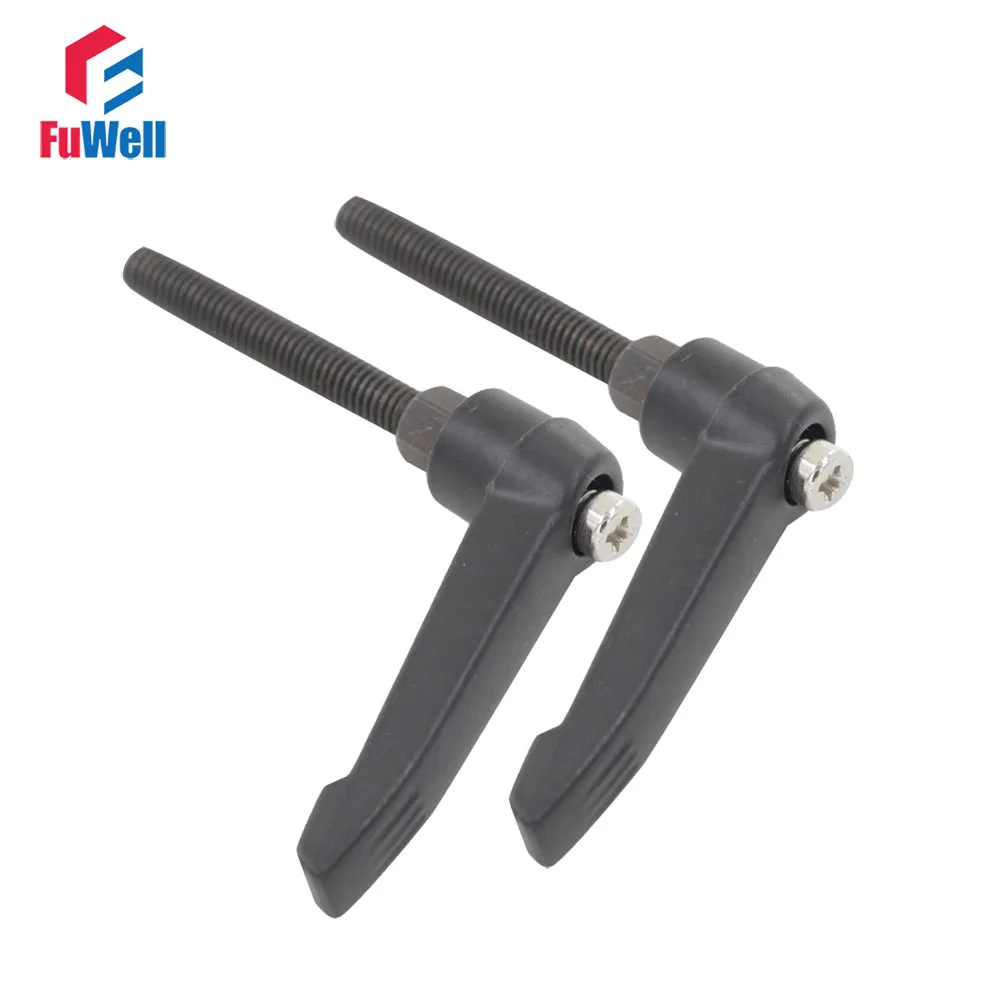 

2pcs M8 x 80mm Male Thread Black Clamping Handle 8mm Thread Diameter 80mm Thread Length Adjustable Handle Knob