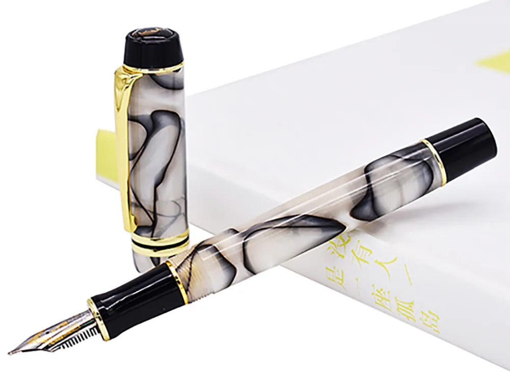 Goede Kaigelu 316 Celluloid Vulpen, 22KGP Medium Nib Mooie Marmer Crystal Patroon Inkt Pen Schrijven Gift voor Kantoor Business