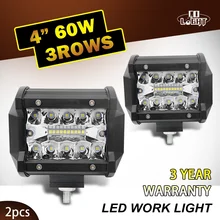 CO LUZ 4 inch CONDUZIU o Trabalho Barra de Luz 60 W 12 V 24 V Mancha Flood Luzes 3-Row Carro Levou Luz de Nevoeiro para o Caminhão Offroad ATV 4×4 Barco Lada Niva