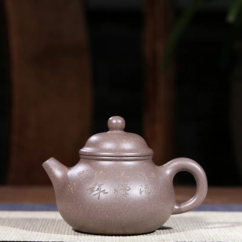 

Yixing Dark-red Enameled Pottery Teapot Famous Quality Goods Manual Raw Ore Grey Lime Clay Pot Kungfu Online Teapot Tea Set Suit