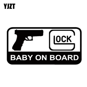 

YJZT 15.7CM*7.9CM GLOCK BABY ON BOARD Character Decoration Of Automotive Vinyl Sticker Decals Black/Silver C10-00156