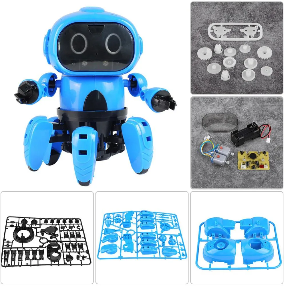 

Six-legged robot ABS DIY Electric Toy Infrared Obstacle Avoidance Gesture Sensing Following Robot for Children Gift Robot Toy