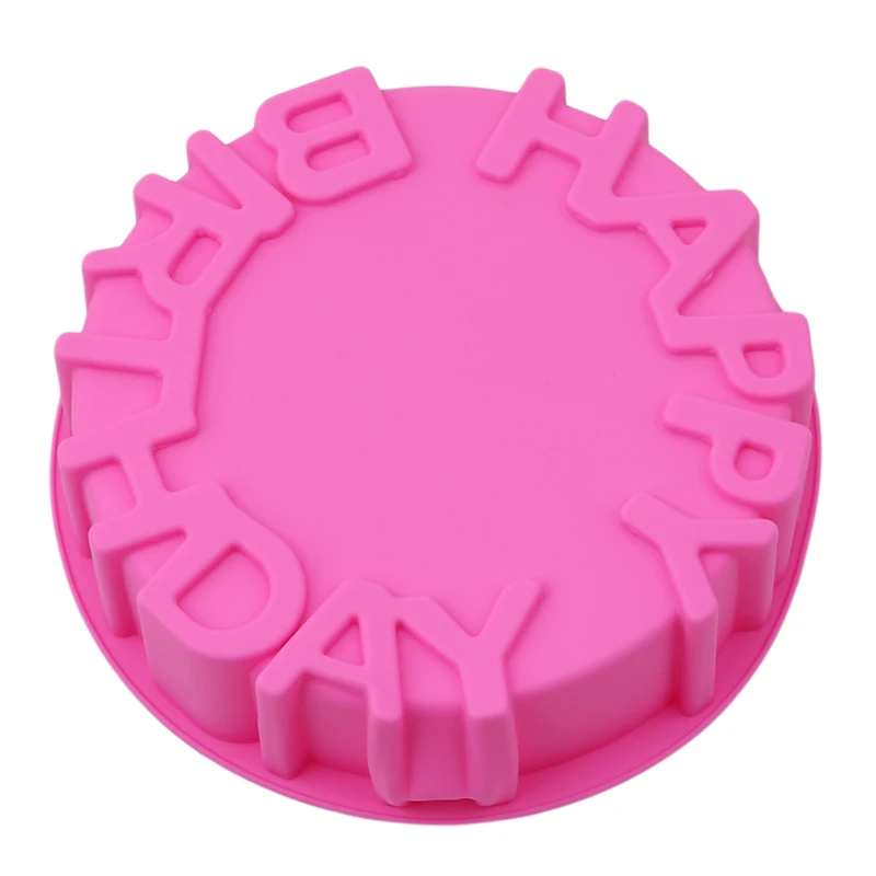 

3D Silicone Cake Mold Round Shape Cake Molds HAPPY BIRTHDAY Letter Mould For Cakes Baking Tools Cake Pan