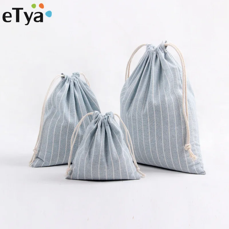 

eTya Women Stripe Drawstring Bag Travel Reusable FoldingCosmetic Underwear Shoes Organizer Clothes Pouch