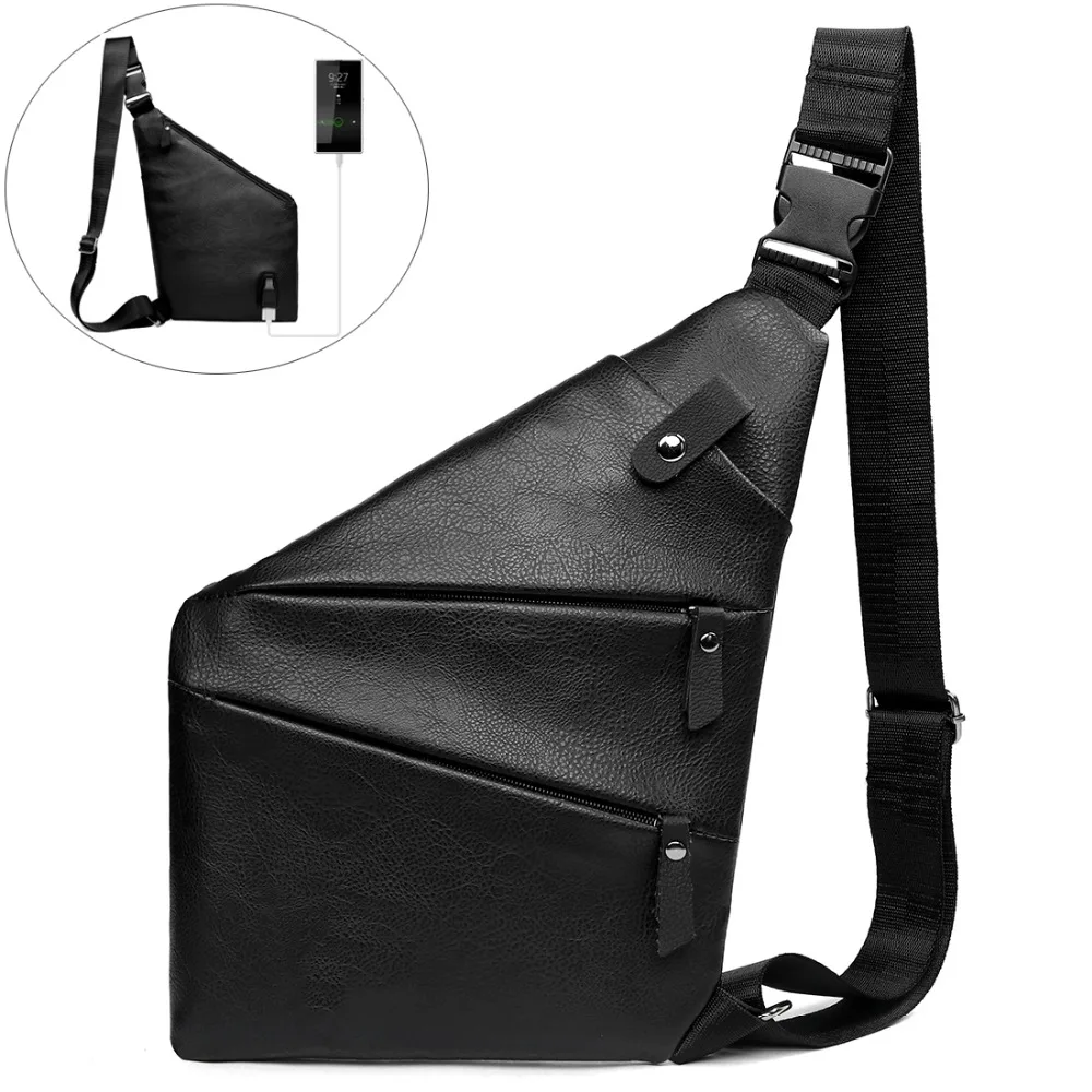 

Alena Culian Fashion Leather Men's Messenger Bag Multi-layer Pocket Sling Bags With USB Charging Male Bag Waterproof Chest Bags
