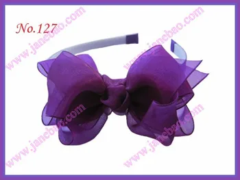 

free shipping 2017 Newest 500pcs 3.5'' organza headbands silk girl headbands girl hairbands popular hair clips whosale
