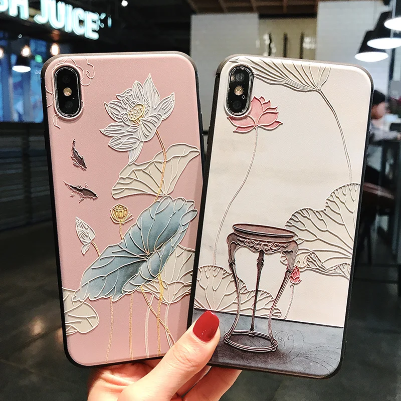 3D с тиснением и изображением чехол для iPhone X XS Max 8 7 6 S Plus класса люкс узором Мягкий