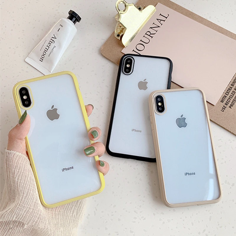 

BONVAN For iPhone X XR XS Max Case soft simple Plain frame Protection Back Funda For iPhone 6 6s 7 8 Plus Phone Cover Coque