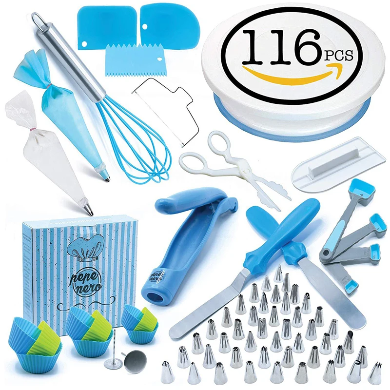 

42-116pcs Multi Types DIY Cake Decorating Kit Nozzle Piping Cake Turntable Pastry Tube Fondant Tool Kitchen Home Cake Baking Bag