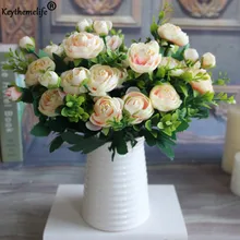 1 Bouquet Silk Flower Rose European Style Artificial Flower Fake Flowers Wedding Home Party Decoration