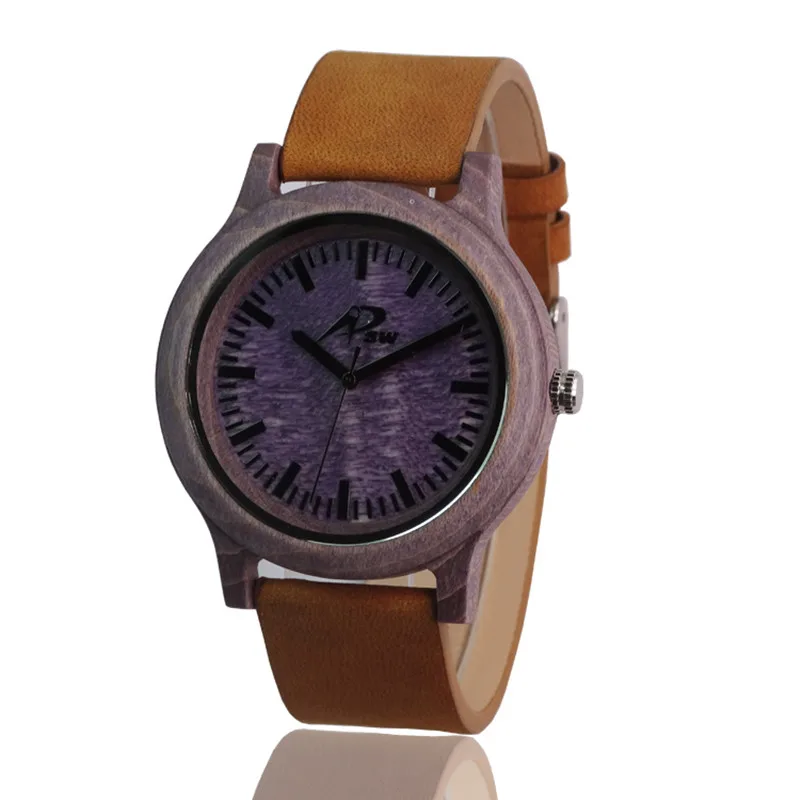 

2016 Newest Limited Edition Violet Wooden Watch For Men With Japan MIYOTA Movement Genuine Leather straps