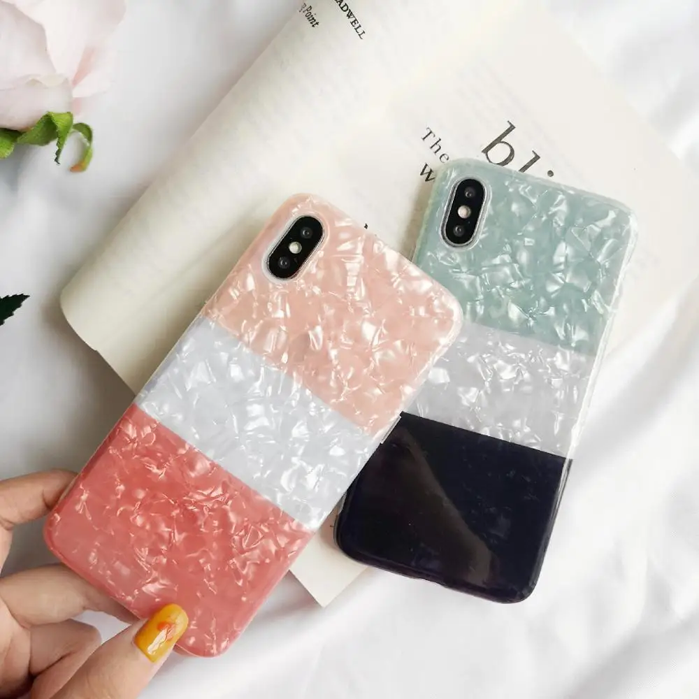 

Fashion Stitching Color Shell Pattern Silicone Soft TPU Phone Case For iPhone XS MAX XR X 8 7 6 6s Case Back Cover Fundas Coque