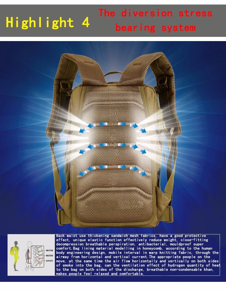 25L Military Tactical Backpack Male Multifunction Outdoor Army Camping Hiking Hunting Rucksack Backpack Tourist Sport Molle Bag