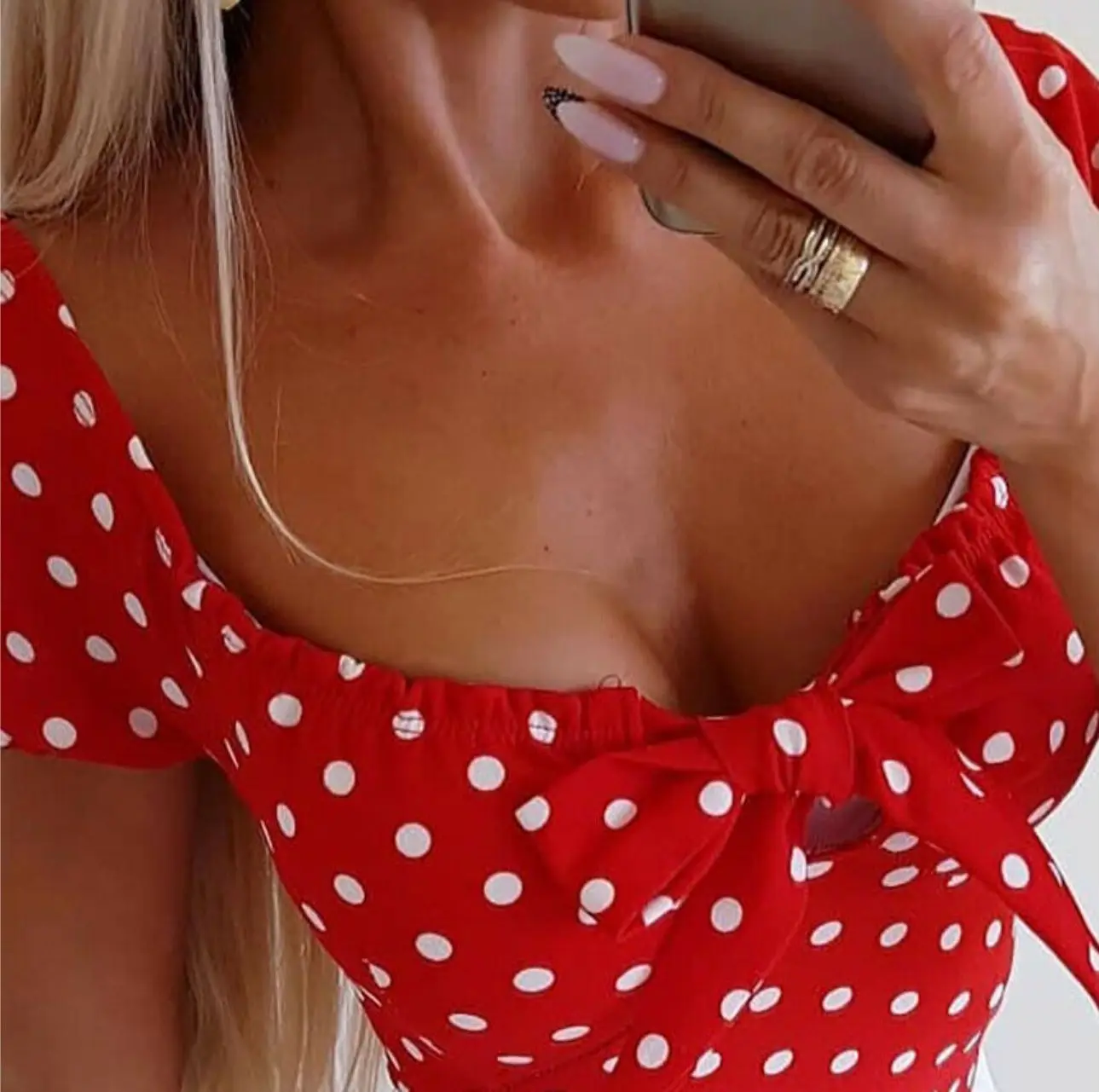 مثير المرأة بوهو نقطة طباعة كشكش قصيرة الأكمام قميص Bowknot ضمادة ضئيلة بلوزة أزياء السيدات الصيف عارضة قمم بلوزة S-XL