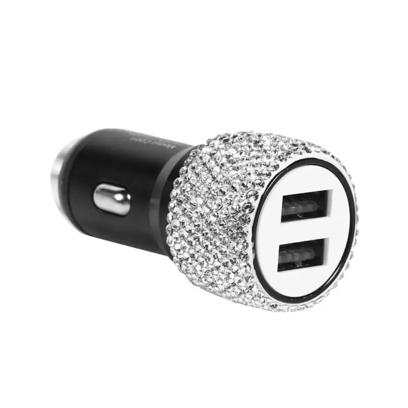 Алмазный Стиль 2 в 1 двойной USB порт быстрая зарядка автомобильное зарядное устройство безопасность Молоток дизайн, чтобы помочь сломать окна в аварийных ситуациях порт - Название цвета: Белый