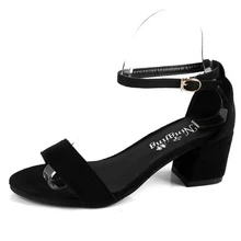 2017 Sexy Women Pumps Suede Open Toe Ankle Strap Heels Sandals Women Sandals Square With Women