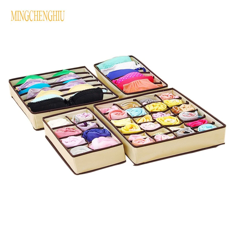 JXSLTC 4 pc المنزل الملابس الداخلية المنظم صندوق تخزين طوي درج خزانة فاصل الحاويات البرازيلي ربطة العنق الجوارب تخزين organizador