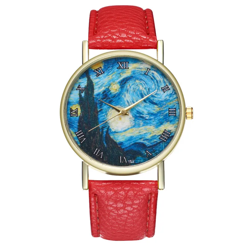 

LASPERAL Women's Watches Bracelet Wristwatch Van Gogh Starry Sky Minimalist Ladies Watch Leather Dress Watch Clock Dropshipping