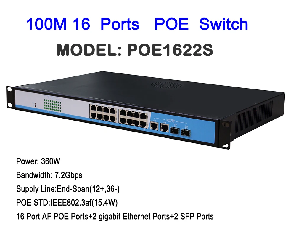 16 Порты и разъёмы 100 м PoE коммутатор 2 Gigabit Ethernet с sfp uplink 360 Вт высокое Мощность IEEE802.3af/AT Стандартный