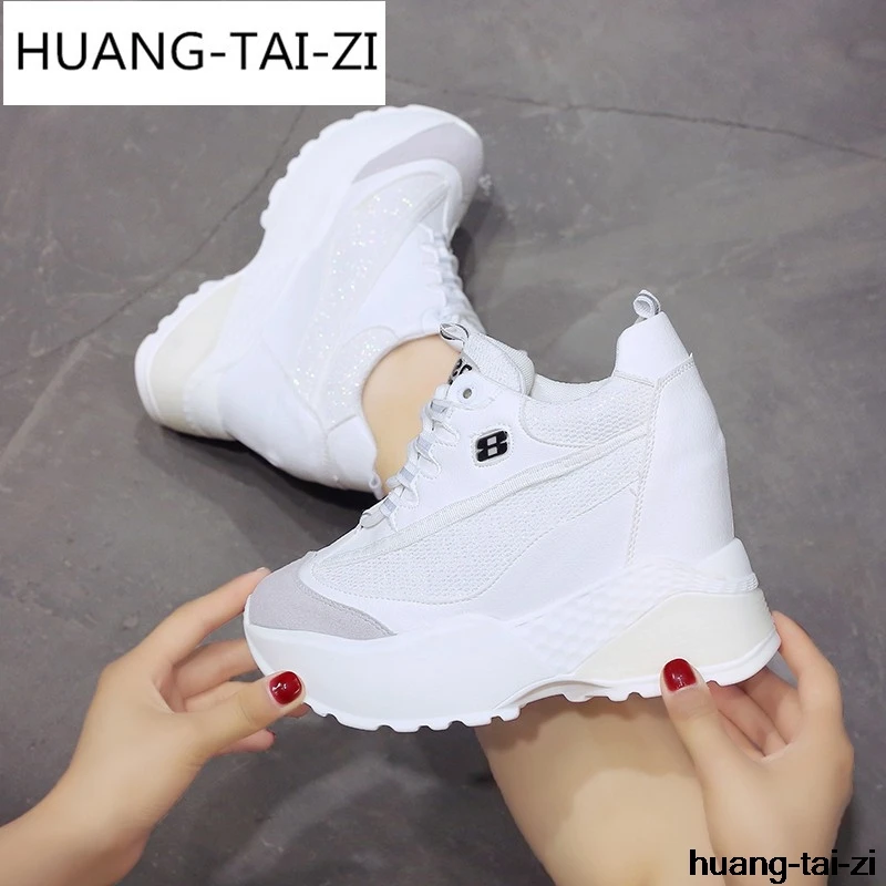 

2018 New Brand Spring Women Shoes For Woman Casual Shoes Wild Platform Heels Female Leisure Black & White Letters Sneakers