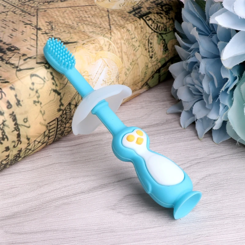 Мультяшная детская зубная щетка, силиконовая тренировочная зубная щетка для малышей, детская зубная щетка для ухода за полостью рта, мягкий инструмент