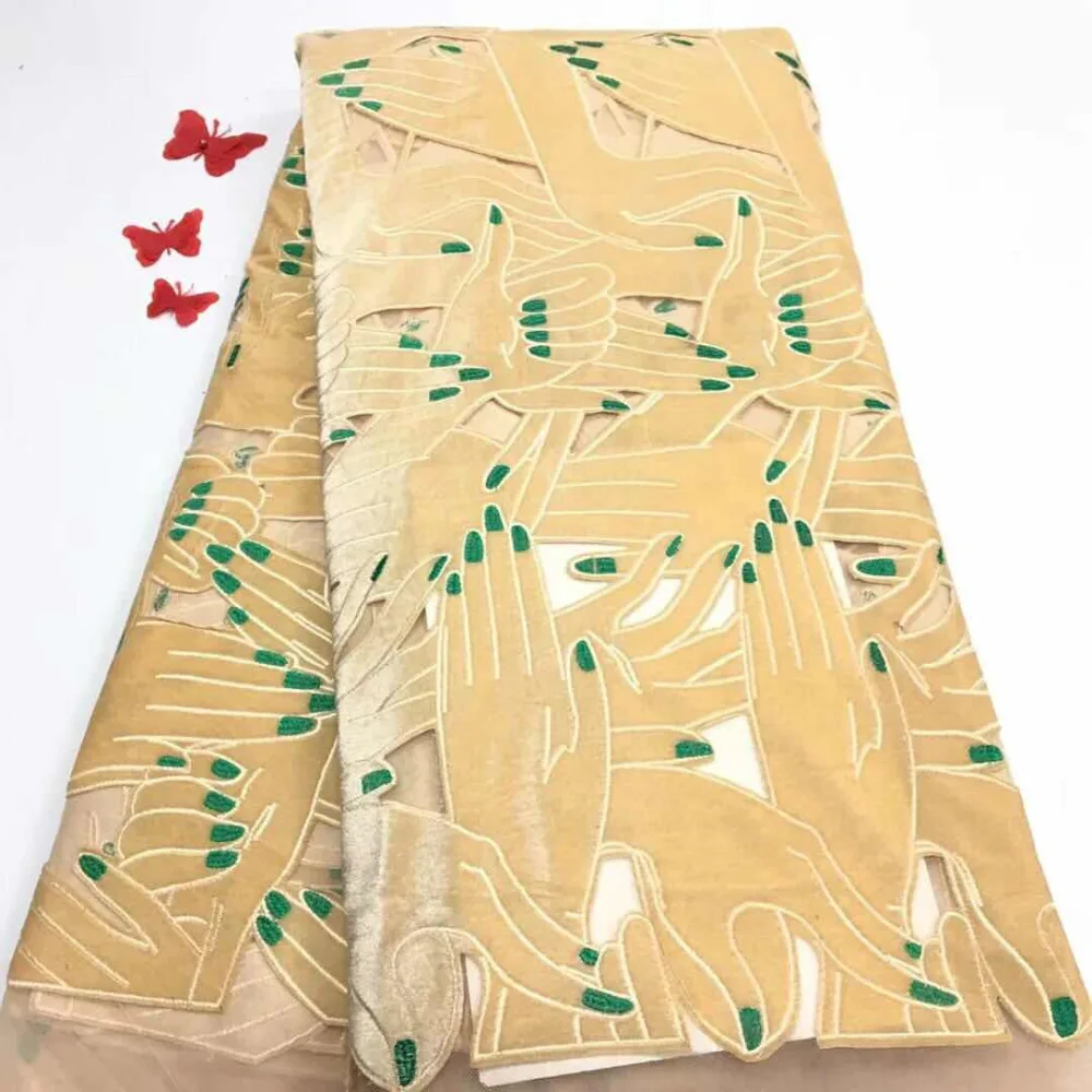 

New French velvet lace fabrics, high quality African lace embroidered party dress fabrics