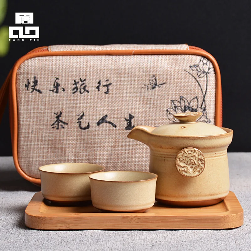

TANGPIN ceramic teapot kettle teacups portable travel tea set with travel bag