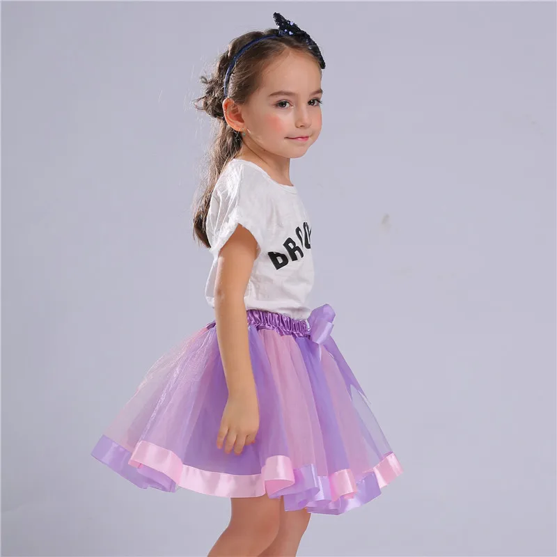 Cute Pink Purple Princess Tutu Skirt 3-8 Years Girls Kids Party Ball Gown Skirts Children Mini Pettiskirt For Dance Clothings