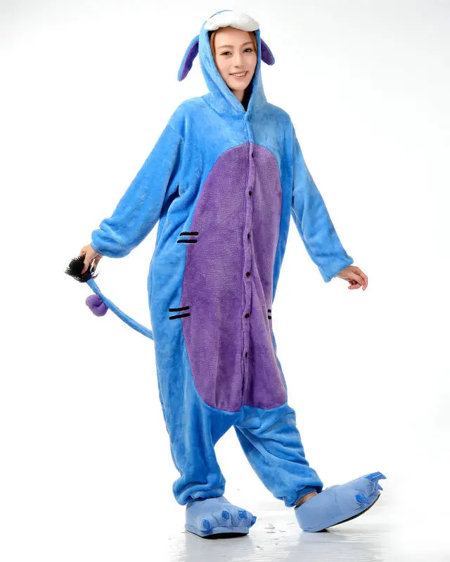 Мужские Дамы Синий Кролик мультфильм взрослых животных Onsie пижамы комбинезоны пижамы C008 S/M/L/XL