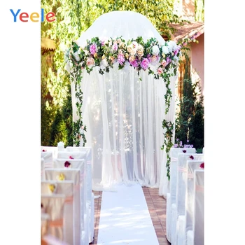 

Yeele Wedding Photocall Flowers White Curtain Table Photography Backgrounds Customized Photographic Backdrops for Photo Studio