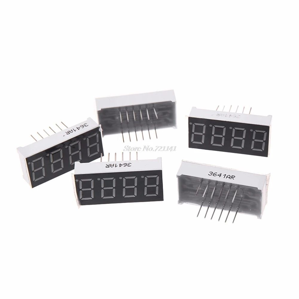 

5PCS 0.36 Inch 4 Digital Led Display 7 Segment Red Common Cathode Digital Tubes