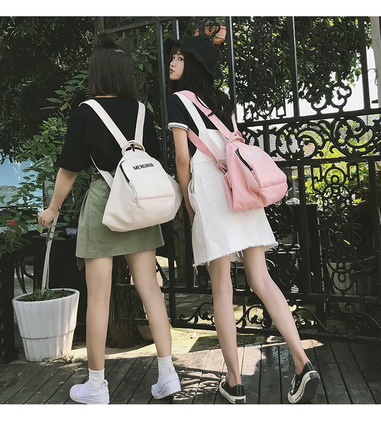 Menghuo Solid Color Multifunctional Bag Canvas Backpack Women Mochila School Bag for Travel Backpacks School Backpack for Girls (12)