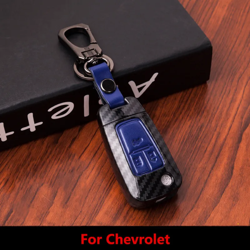 Углеродное волокно кожаный чехол для автомобильных ключей Chevrolet Cruze Aveo Trax