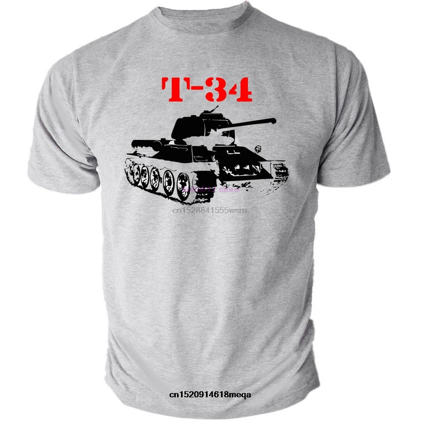 

2019 Mens Russian T34 Tank Panzer Grey Tee Shirt WW2 Military Armour T-shirt World of War Tanks Eastern Front T Shirt T-shirt