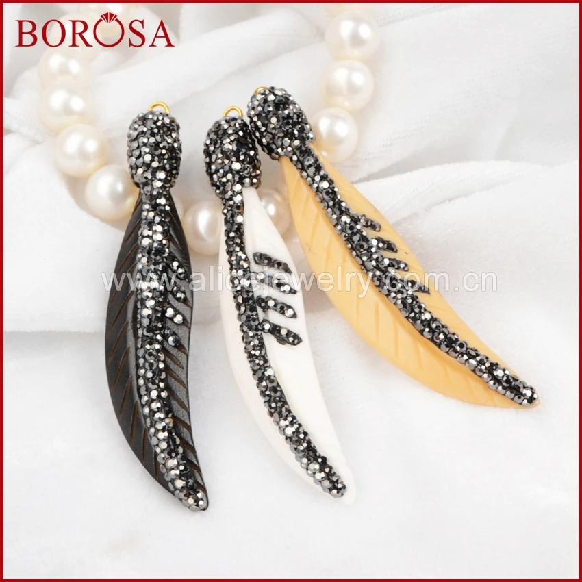 BOROSA 5 шт. Модные Крылья Форма Радуга натуральная кость быка кулон из бисера с