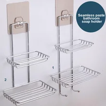 Клейкий держатель для мыла из нержавеющей стали настенный двухслойный стеллаж для хранения для ванной кухни XHC88