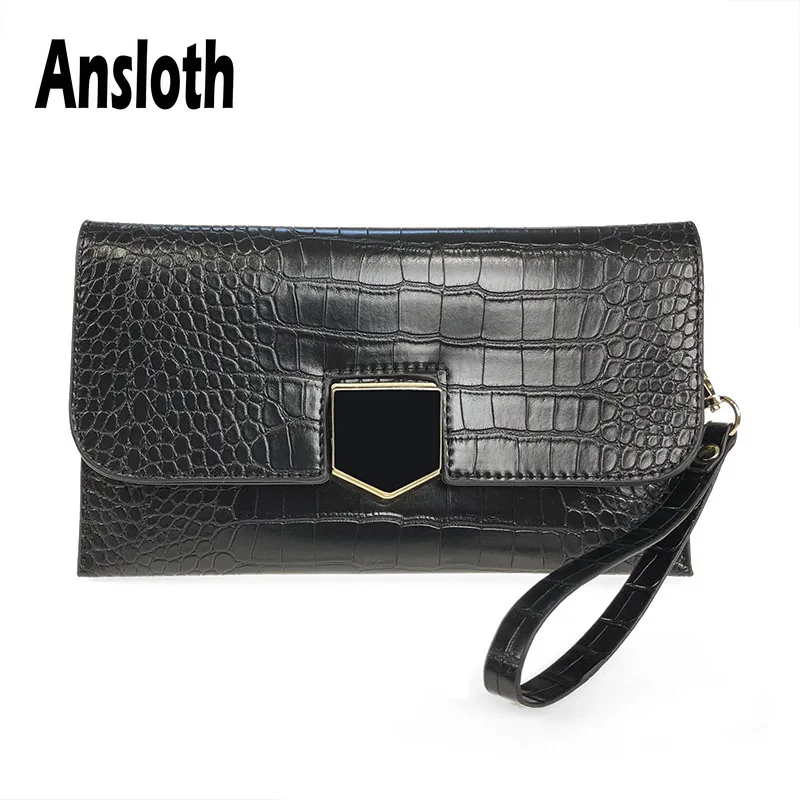 

Ansloth Bag For Women 2019 Alligator Pattern Clutch Bag High Quality Envelope Bag Ladies Shoulder Bag Female Long Wallet HPS542